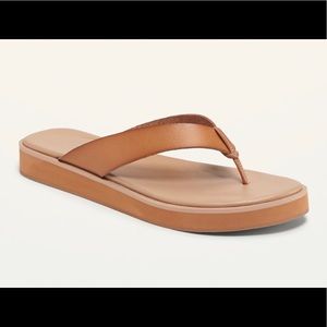 Faux-Leather Flip-Flop Sandals for Women: Cognac Brown Old Navy Women